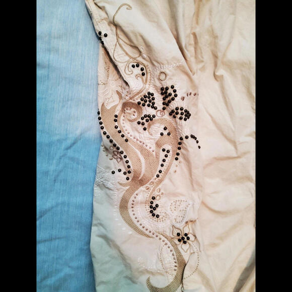 Guess Jeans Ladies Khaki Pants Beaded Side 4 Zip Pockets Tie Legs Size 26 (2) - Picture 7 of 7